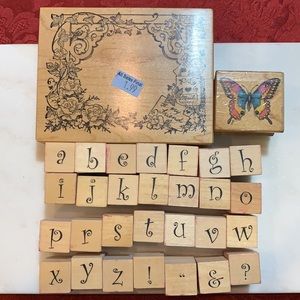 Rubberstamp bundle for card making. Includes alphabet letters